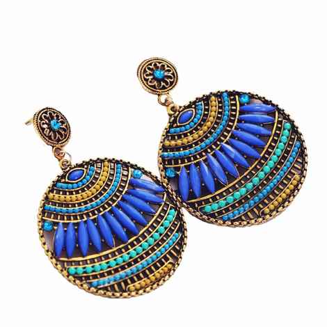Buy Ferosh Chiara Boho Blue Beaded Drop Earrings - Purplle
