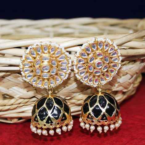 Buy Ferosh Eshana Artistic Black Jhumka Earrings - Purplle