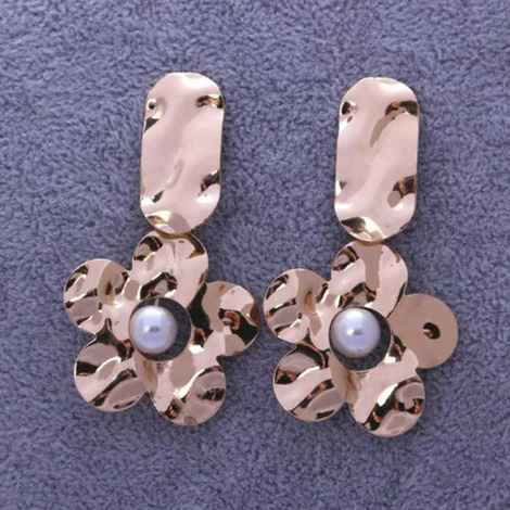 Buy Ferosh Narcissa Bronze Metallic Floral Earrings - Purplle