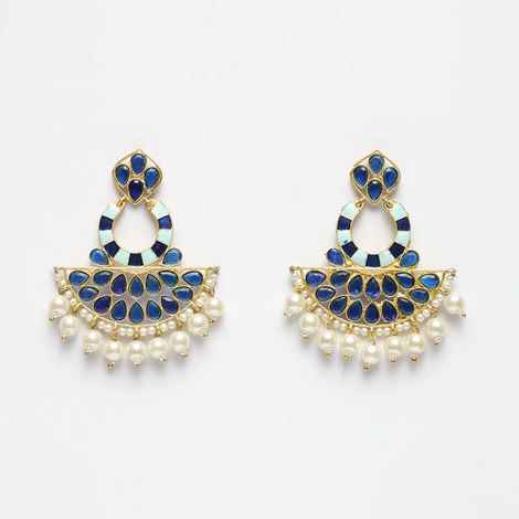 Buy Ferosh Royal Blue And Gold Meenakari Earrings - Purplle