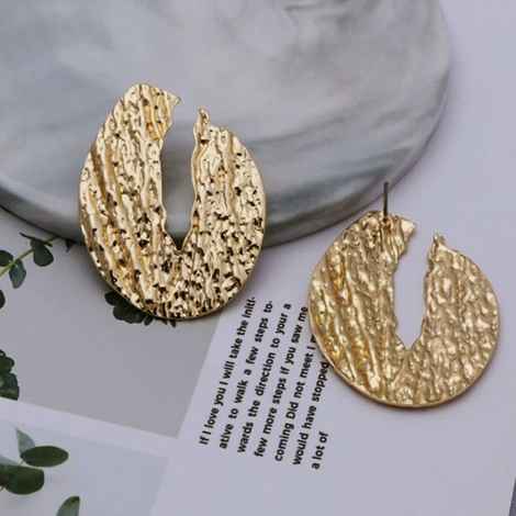 Buy Ferosh Stellan Crepe Golden Statement Earrings - Purplle