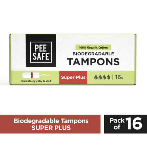Buy Pee Safe Organic Cotton Tampon (Super plus) 16 Pcs - Purplle
