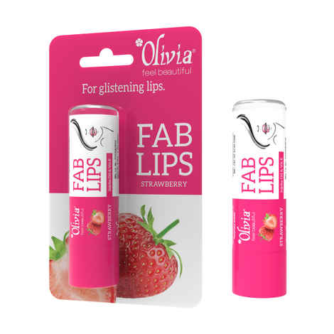 Buy Olivia Strawberry Fab Lip Balm Jojoba Oil & Vitamin E for Glistening Lips ( 4.3 gm) - Purplle