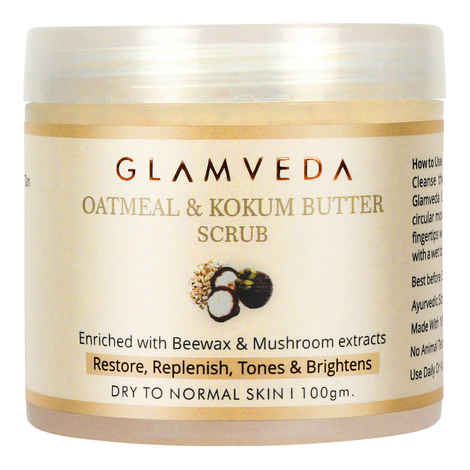 Buy Glamveda Oatmeal & Kokum Butter Smoothing Scrub (100 g) - Purplle