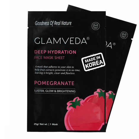 Buy Glamveda Pomegranate Brightening Korean Sheet Mask - Pack Of 2 (50 g) - Purplle