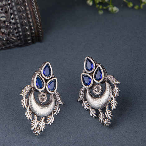 Buy Queen Be Oxidised Trinity Blue Color Stone Tops - Purplle