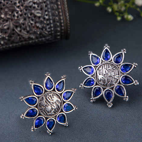 Buy Queen Be Oxidised Blue Aster Flower Tops - Purplle
