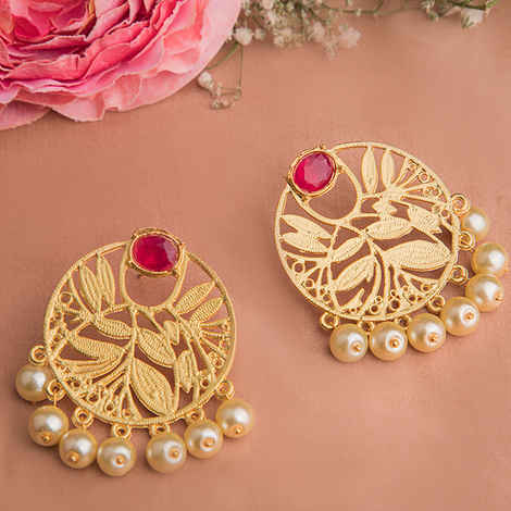 Buy Queen Be Circular Leaf Earrings - Purplle