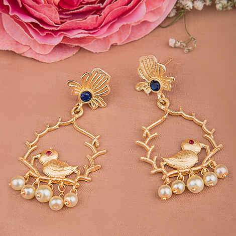 Buy Queen Be Handcrafted Sparrow Danglers - Purplle