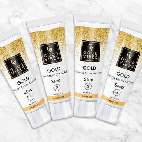 Buy Good Vibes Gold Natural Glow Facial Kit | Glowing, Anti-Ageing | No Parabens, No Animal Testing (40 gm) - Purplle