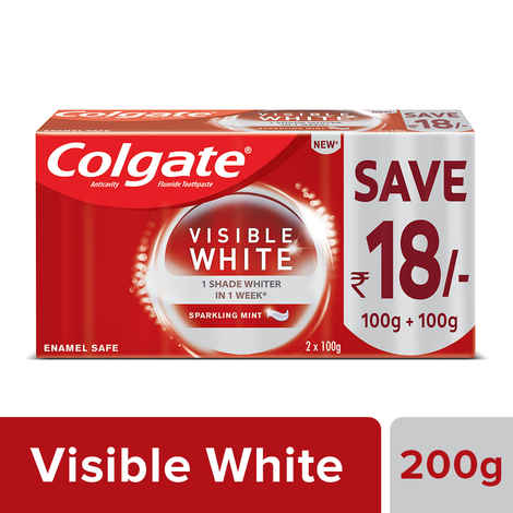 Buy Colgate Visible White Dazzling White Toothpaste Sparkling Mint (200 g) (Saver Pack) - Purplle