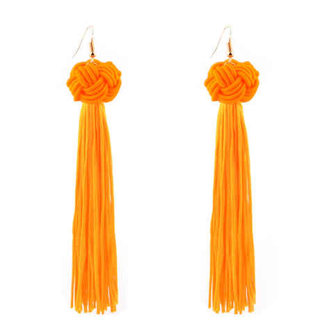 Buy Femnmas Yellow Knot Silk Thread Tassel Earrings - Purplle