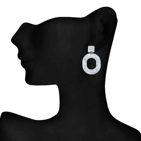 Buy Femnmas White Marble Hollow Drop Fancy Danglers - Purplle