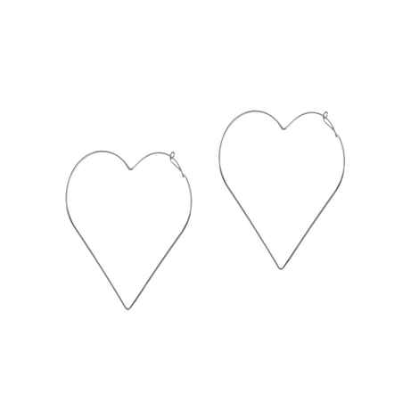 Buy Femnmas Silver Heart Shape Long Earrings - Purplle