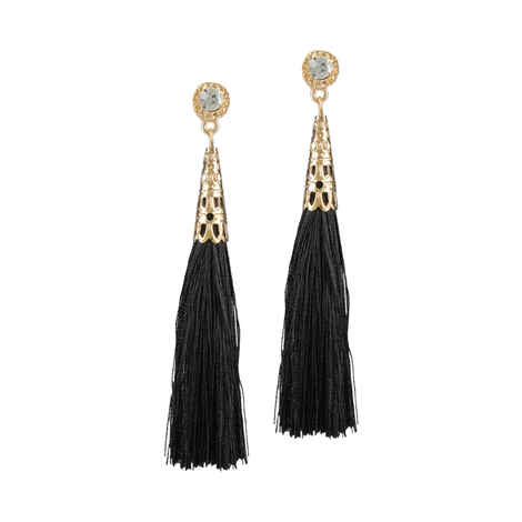 Buy Femnmas Black Thread Tassel Party Earrings - Purplle