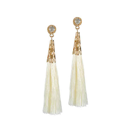 Buy Femnmas White Thread Tassel Party Earring - Purplle