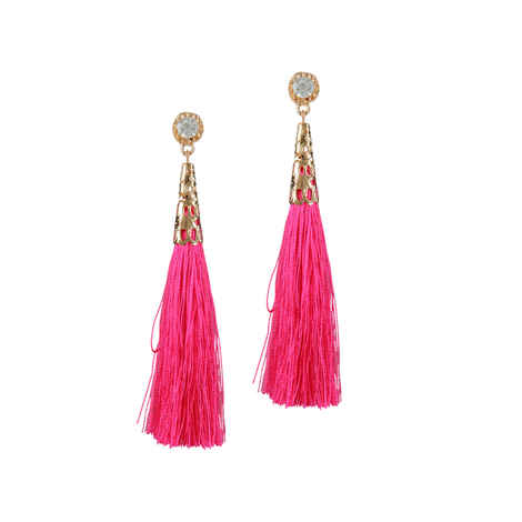 Buy Femnmas Hot Pink Thread Party Drop Earring - Purplle