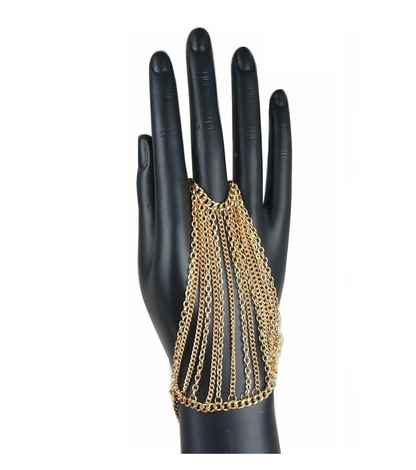 Buy Femnmas Gold Multi Chain Ring Hand Harness - Purplle