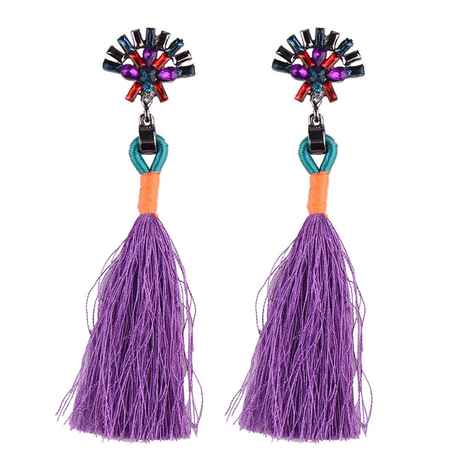 Buy Femnmas Purple Thread Long Tassel Party Earrings - Purplle