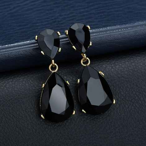 Buy Femnmas Zed Black Stone Earrings - Purplle