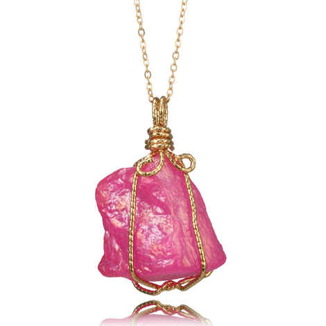 Buy Femnmas Pink Crystal Stone Pendant - Purplle