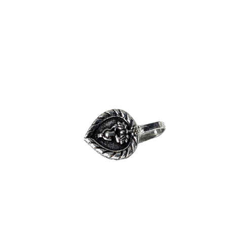 Buy Ferosh Leaf Buddha Silver Oxidised Clip On Nose Pin - Purplle