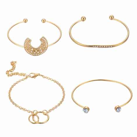 Buy Ferosh Stoica Gleaming Golden 4 Bracelets Set - Purplle
