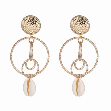 Buy Ferosh Eliazar Circle-in-Circle Golden Shell Drop Earrings - Purplle