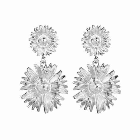 Buy Ferosh Florinio Silver Sunflower Drop Earrings - Purplle