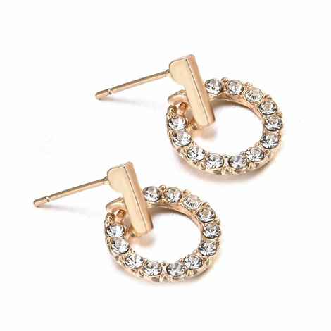 Buy Ferosh Grazina Golden Rhinestone Circular Drop Earrings - Purplle