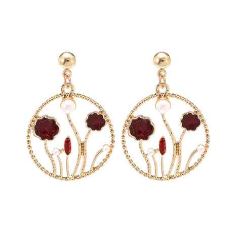 Buy Ferosh Lavna Floral Red Golden Drop Earrings - Purplle