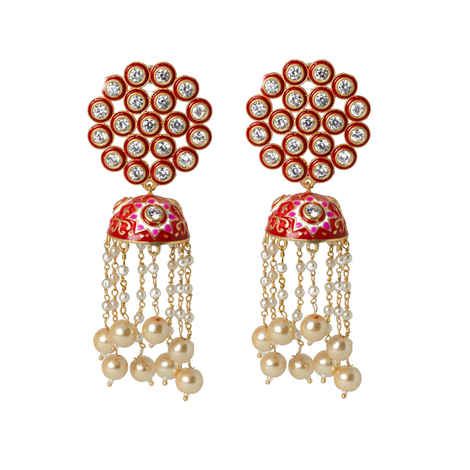 Buy Ferosh Orvi Red Jhumka Pearl Drop Earrings - Purplle