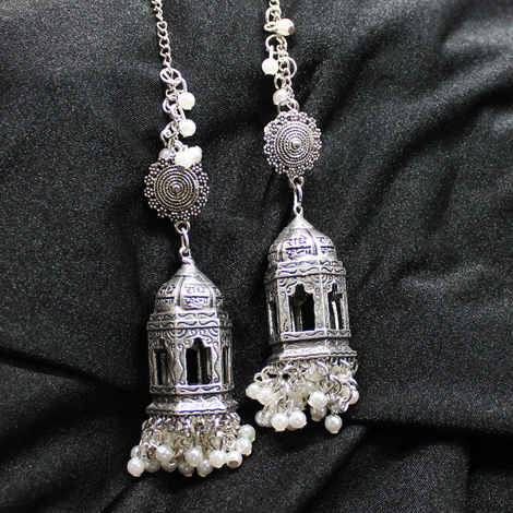 Buy Ferosh Radhe Krishna Bhakti Pearl Silver Drop Earrings - Purplle