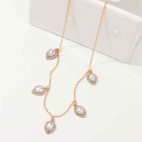 Buy Ferosh Faustine Pear Crystal Golden Neckpiece - Purplle