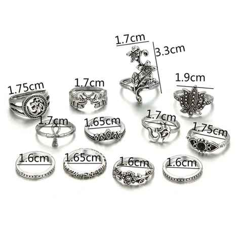 Buy Ferosh Om Floral Silver 12 Pcs Ring Set - Purplle