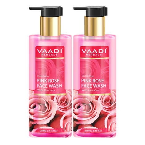 Buy Vaadi Herbals Pack of 2 Insta Glow Pink Rose Face Wash with Aloe Vera Extract (250 ml x 2) - Purplle