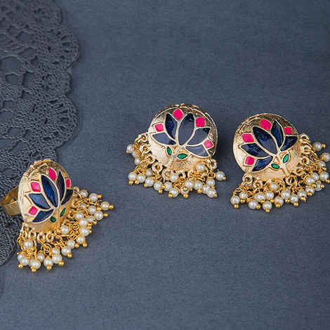 Buy Queen Be Lotus Grace Earrings & Ring Set - Purplle