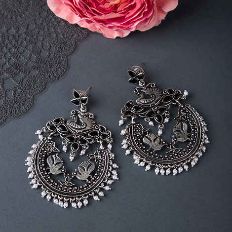 Buy Queen Be Classic Charm Peacock Chandbalis - Purplle