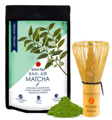 Buy KimiNo Japanese Organic Matcha Green Tea Powder (50 g) & Bamboo Matcha Whisk (Chasen) - Purplle