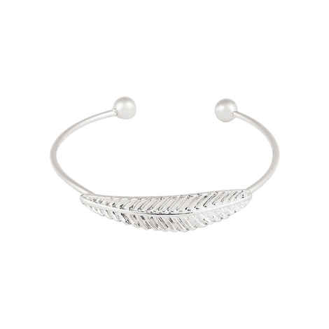 Buy Femnmas Silver Leaf Bracelet Cuff - Purplle
