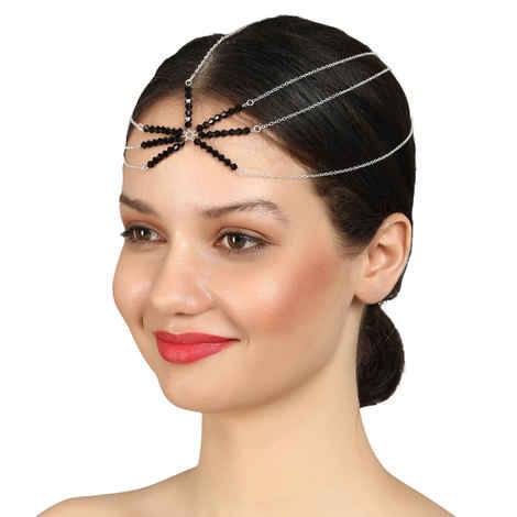Buy Femnmas Silver Black Beads Head Chains - Purplle