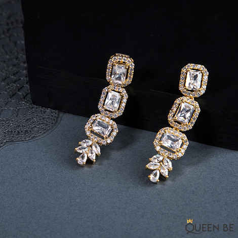 Buy Queen Be Posh Treasure Gold Stone Earrings - Purplle