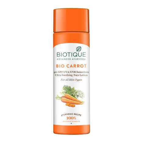 Buy Biotique Bio Carrot Ultra Soothing Face Lotion 40+ SPF UVA/UVB Sunscreen (190 ml) - Purplle