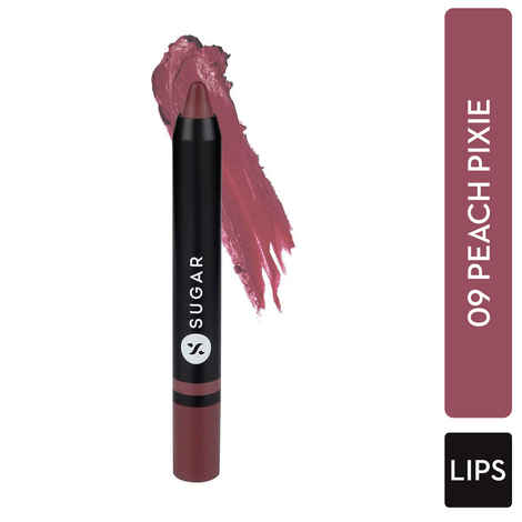 Buy SUGAR Cosmetics Plush Crush Creme Crayon Lipstick - 09 Peach Pixie (Peach Rose) - Purplle
