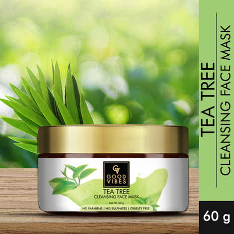Buy Good Vibes Tea Tree Cleansing Mask | Anti-Acne, Cleansing, Soothing | No Parabens, No Sulphates, No Mineral Oil, No Animal Testing (60 g) - Purplle