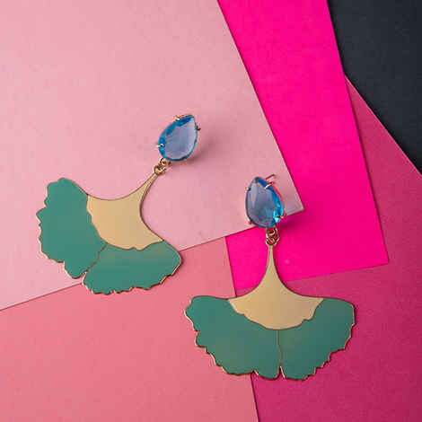 Buy Queen Be Yellow Green Enameled Earrings - Purplle
