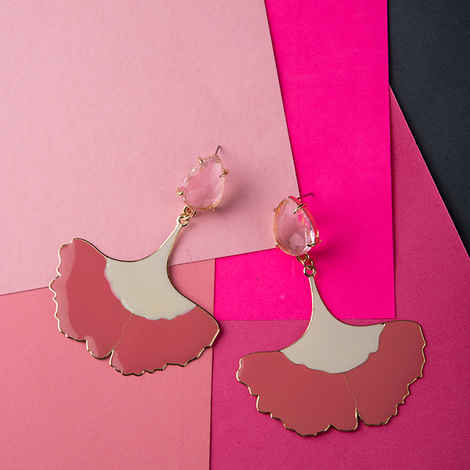 Buy Queen Be White Pink Enameled Earrings - Purplle
