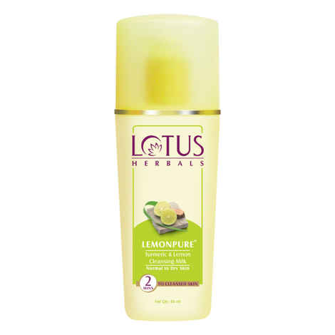 Lotus Herbals Lemonpure Turmeric & Lemon Cleansing Milk | Makeup Remover | For All Skin Types | 170ml