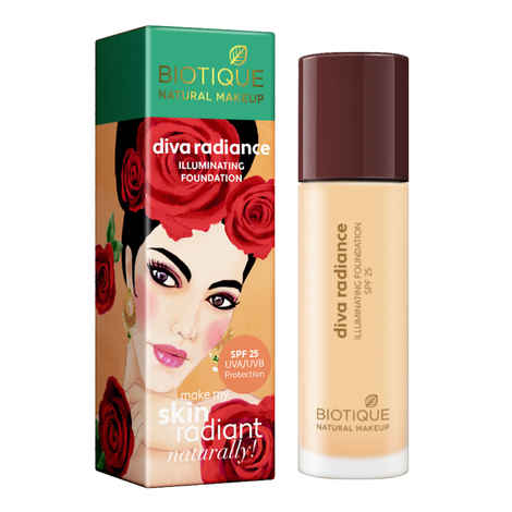 Buy Biotique Natural Makeup Diva Radiance Illuminating Foundation (Light Caramel)(30 ml) - Purplle