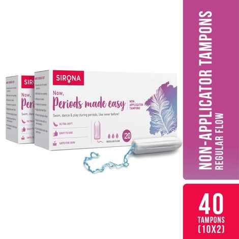 Buy Sirona FDA Approved Premium Digital Tampon (Medium Flow) - 2 Pack - 20 Tampon Each - Purplle